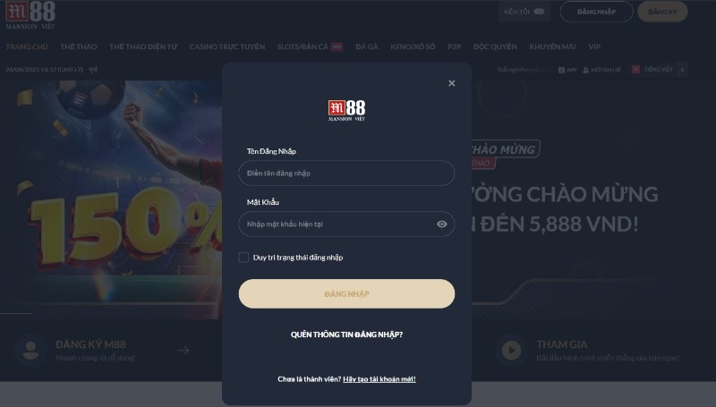 đăng nhập M88