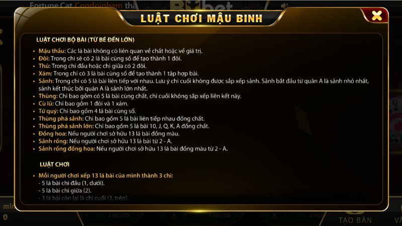 Hướng dẫn chơi mậu binh chi tiết tại M88