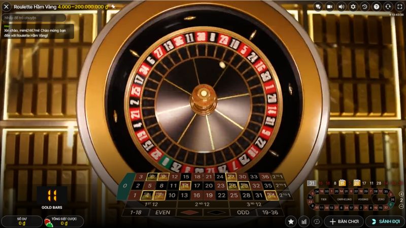 Bàn cược Roulette Hầm Vàng Livestream