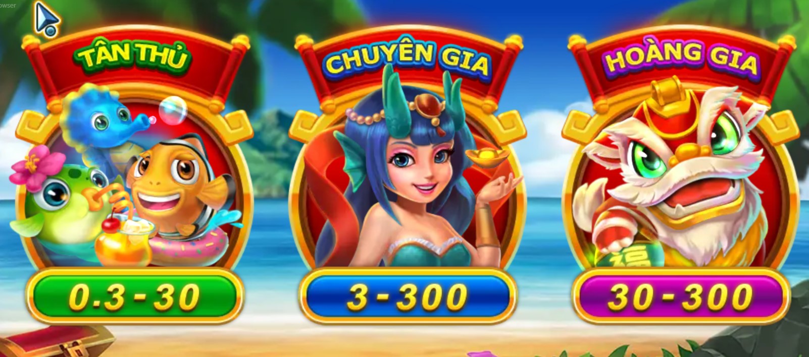 Game Bắn Cá Phát Tài có 3 sảnh để anh em có thể thử sức